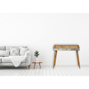Grey Gradient Gallery Writing Desk | 3 Drawers | Solid Mango Wood