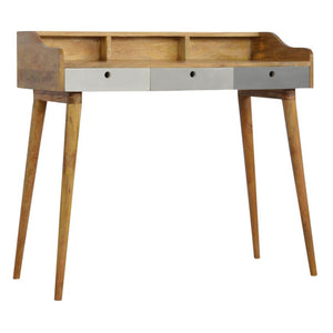 Grey Gradient Gallery Writing Desk | 3 Drawers | Solid Mango Wood