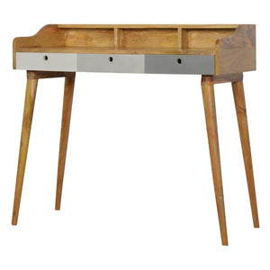 Grey Gradient Gallery Writing Desk | 3 Drawers | Solid Mango Wood