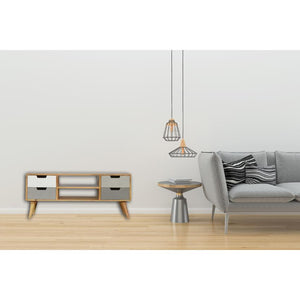 Grey Gradient Mango Wood TV Unit | 4 Drawers | 2 Open Shelves