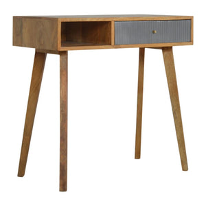 Grey Line Carved Writing Desk | Textured Detail | Home Office & Study Table