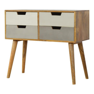 Grey Ombré Mango Wood Console Table | 4 Drawers | Nordic Legs
