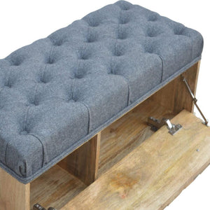 Grey Tweed Diamond Bench | Textured Upholstery | Versatile Home Seating