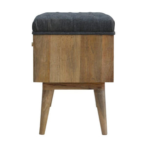 Grey Tweed Diamond Bench | Textured Upholstery | Versatile Home Seating