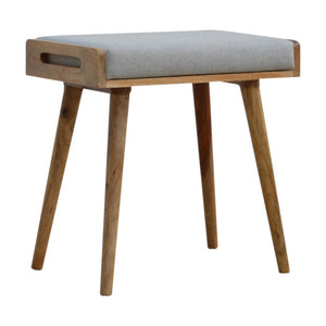 Grey Tweed Tray Style Footstool | Textured Upholstery | Versatile Living Room Seating