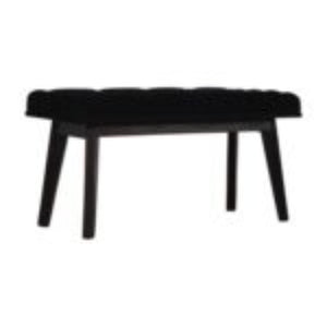 Hallway Bench | Black Velvet | Solid Mango Wood Frame | Upholstered Entryway Seating
