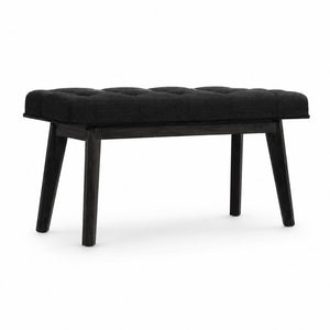 Hallway Bench | Black Velvet | Solid Mango Wood Frame | Upholstered Entryway Seating