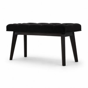 Hallway Bench | Black Velvet | Solid Mango Wood Frame | Upholstered Entryway Seating
