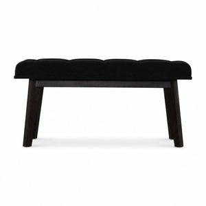 Hallway Bench | Black Velvet | Solid Mango Wood Frame | Upholstered Entryway Seating