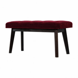 Hallway Bench | Wine Red Velvet | Solid Mango Wood Frame | Upholstered Entryway Seating
