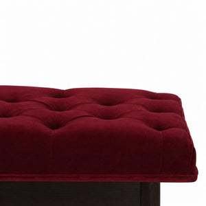 Hallway Bench | Wine Red Velvet | Solid Mango Wood Frame | Upholstered Entryway Seating