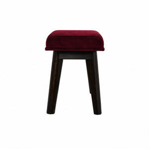 Hallway Bench | Wine Red Velvet | Solid Mango Wood Frame | Upholstered Entryway Seating