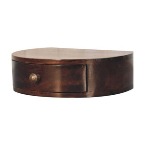 Halo Floating Bedside Table | Solid Mango Wood | California Walnut Finish | Wall Mounted 1 Drawer