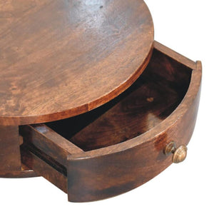 Halo Floating Bedside Table | Solid Mango Wood | California Walnut Finish | Wall Mounted 1 Drawer