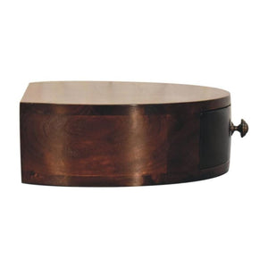 Halo Floating Bedside Table | Solid Mango Wood | California Walnut Finish | Wall Mounted 1 Drawer