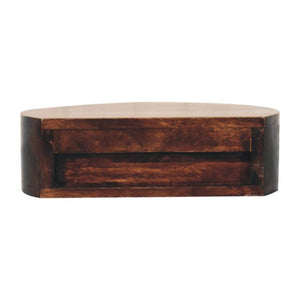 Halo Floating Bedside Table | Solid Mango Wood | California Walnut Finish | Wall Mounted 1 Drawer