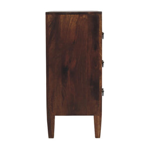 Harlow Compact Chest of Drawers | Solid Mango Wood | Three Drawers | Roasted Almond Finish