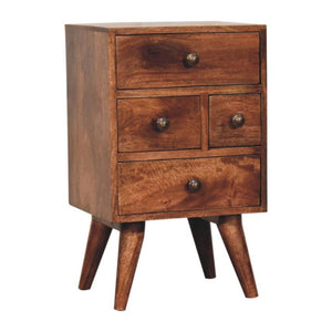 Harper Multi Drawer Bedside Table | Solid Mango Wood | Honey Caramel Finish | 4 Drawer Storage
