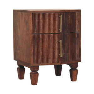 Harper Nightstand | Solid Mango Wood | Amber Oak Finish | 2 Drawer Bedside Table