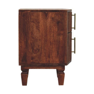 Harper Nightstand | Solid Mango Wood | Amber Oak Finish | 2 Drawer Bedside Table