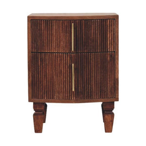 Harper Nightstand | Solid Mango Wood | Amber Oak Finish | 2 Drawer Bedside Table