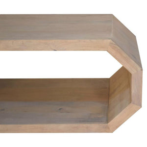 Hexagonal Coffee Table | Solid Mango Wood | Marble Finish | Geometric Open Frame