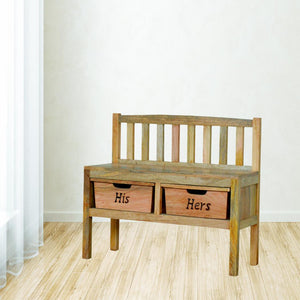 His & Hers Carved Storage Bench | Decorative Bedroom Seating | Hidden Storage