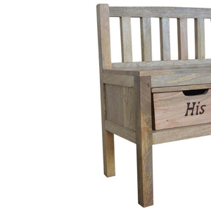 His & Hers Carved Storage Bench | Decorative Bedroom Seating | Hidden Storage