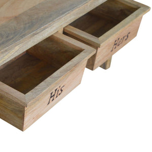His & Hers Carved Storage Bench | Decorative Bedroom Seating | Hidden Storage
