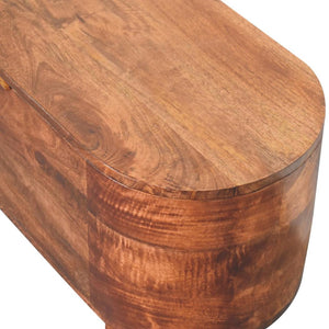 Honey Caramel Rounded Blanket Storage Box | Solid Mango Wood | Honey Caramel Finish | Lift-Up Storage Chest