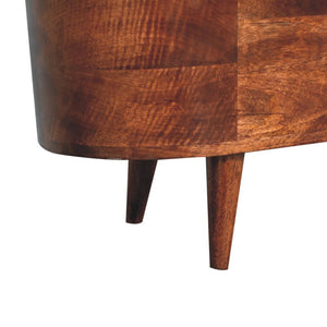 Honey Caramel Rounded Blanket Storage Box | Solid Mango Wood | Honey Caramel Finish | Lift-Up Storage Chest