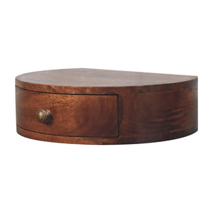 Honey Caramel Rounded Wall Mounted Bedside | Solid Mango Wood | Floating