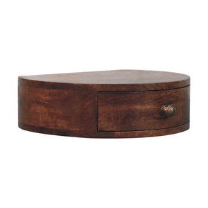 Honey Caramel Rounded Wall Mounted Bedside | Solid Mango Wood | Floating