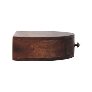Honey Caramel Rounded Wall Mounted Bedside | Solid Mango Wood | Floating
