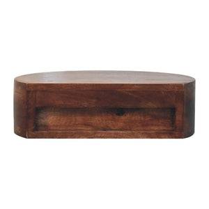 Honey Caramel Rounded Wall Mounted Bedside | Solid Mango Wood | Floating