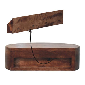 Honey Caramel Rounded Wall Mounted Bedside | Solid Mango Wood | Floating