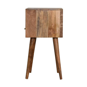 Indigo Mini Bedside Table | Solid Mango Wood | Navy Blue Drawer | Oak Finish