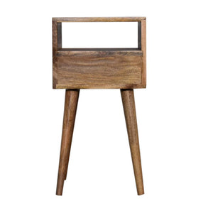 Indigo Mini Bedside Table | Solid Mango Wood | Navy Blue Drawer | Oak Finish