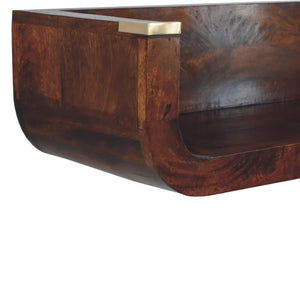 Indira Chestnut Floating Console Table | Solid Mango Wood | Wall-Mounted Hallway Shelf