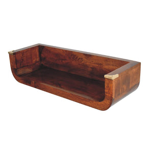 Indira Chestnut Floating Console Table | Solid Mango Wood | Wall-Mounted Hallway Shelf