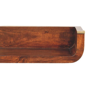 Indira Floating Console Table | Solid Mango Wood | California Walnut Finish | Wall-Mounted Shelf