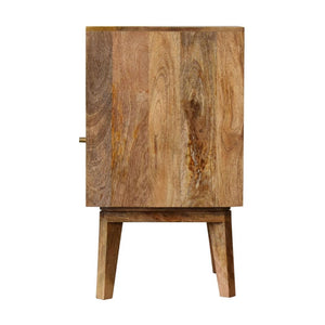 Knit Rattan Door Bedside | Solid Mango Wood | Oak Finish | Nordic Legs
