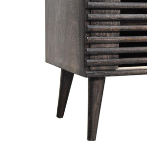 Kobe Slatted Media Unit | Solid Mango Wood | Ash Black Finish | 2 Drawers & 2 Shelves