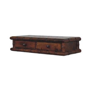 Kora Two Drawer Console Table | Solid Mango Wood | Bamboo-Inspired Detail | Chestnut Finish