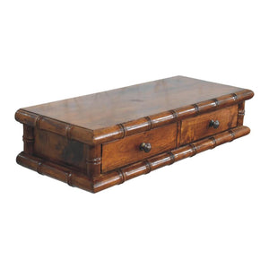 Kora Two Drawer Console Table | Solid Mango Wood | Bamboo-Inspired Detail | Chestnut Finish