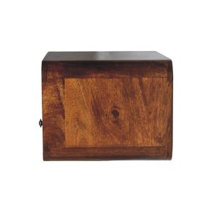 Large Chestnut Curved Floating Bedside | Solid Mango Wood | Upper Slot