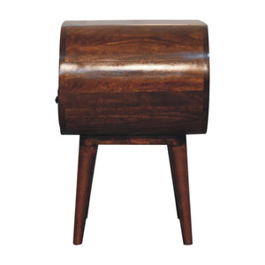 Large Circular Open Bedside Table | Chestnut Finish | Open Storage