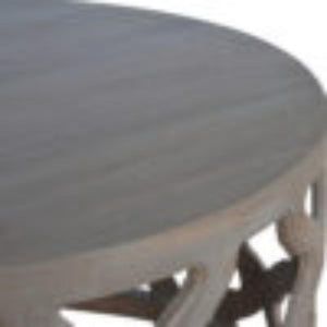 Large Cut-Out Stool | Grey Wash Finish | Sculptural Accent Seating