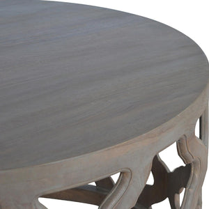 Large Cut-Out Stool | Grey Wash Finish | Sculptural Accent Seating