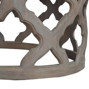 Large Cut-Out Stool | Grey Wash Finish | Sculptural Accent Seating